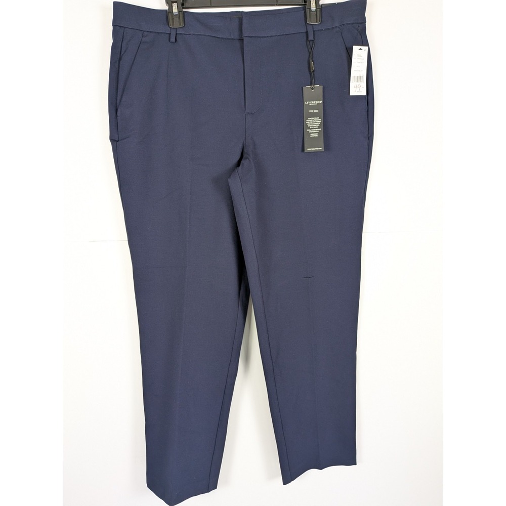 NWT Liverpool Womens Kelsey Trouser Dress Pants Size 16 / 33 Dark Blue Stretch